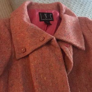 Inc pink tweed style coat with snaps